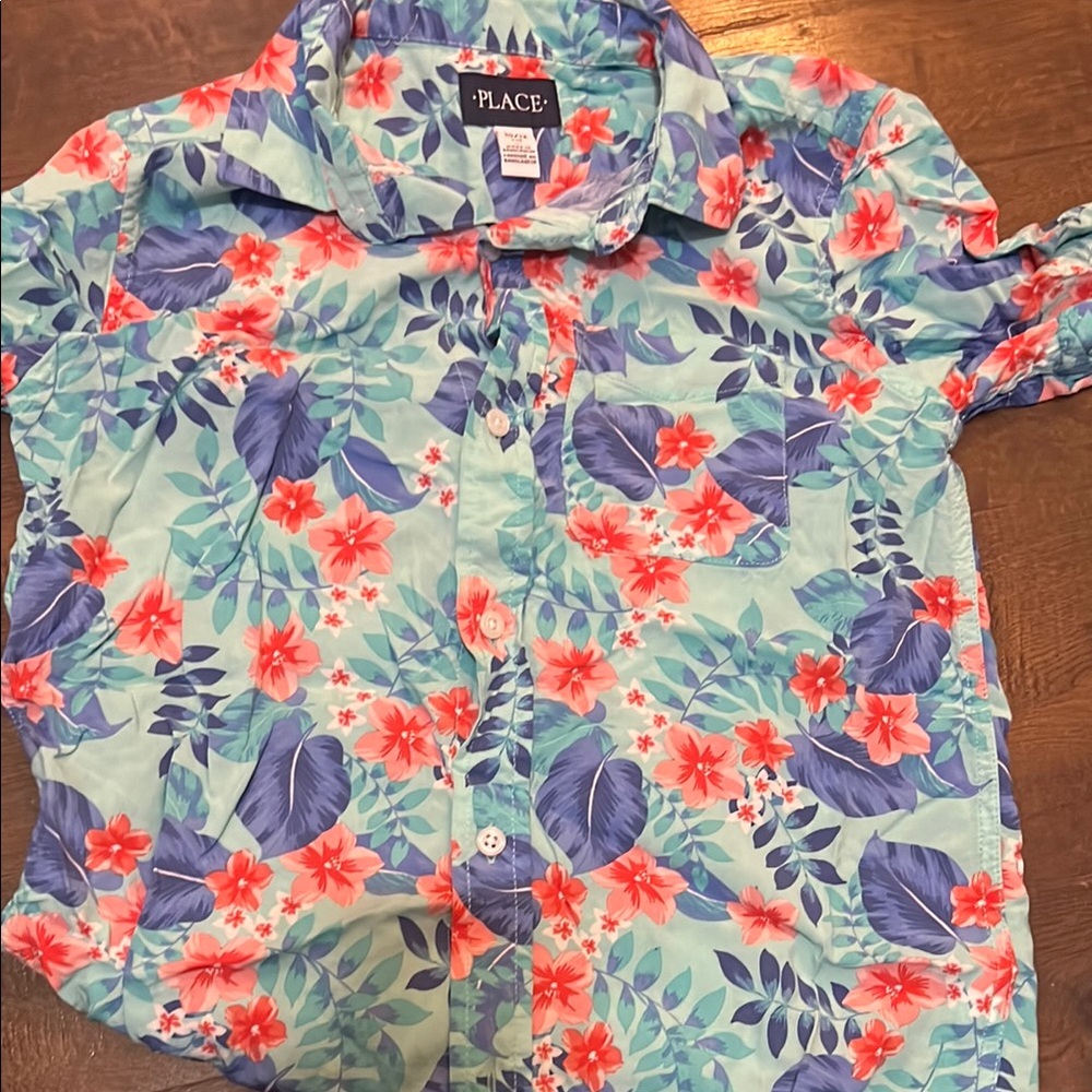 The Children's Place Floral Kids Shirt - Blue and Red